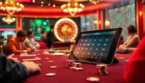SboBet link alternatif showcased at a bustling casino table with players engaging in bets.