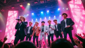 BTS news highlights dynamic concert performance showcasing the band's energy and vibrant fashion.