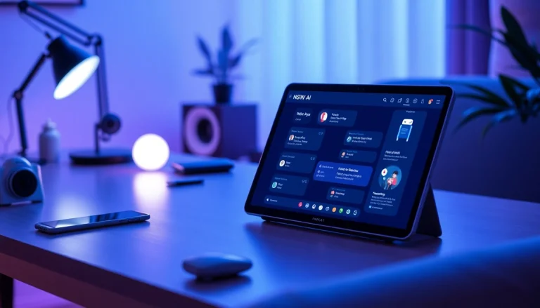 Engaging NSFW AI interface showcasing advanced technology in a modern workspace.