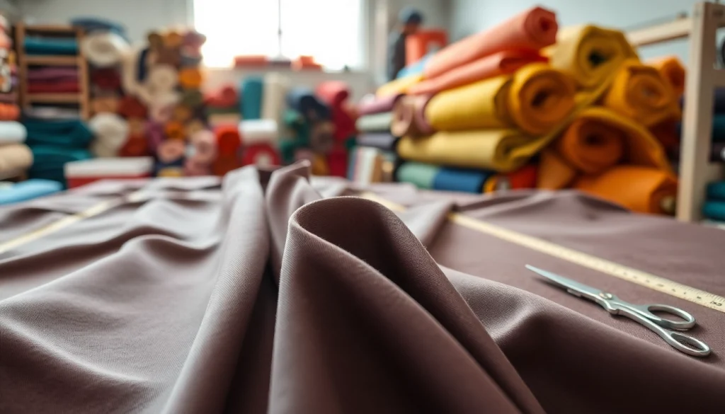 Punta di roma stof op een kleurrijke textielwerkplek met kwalitatieve details.