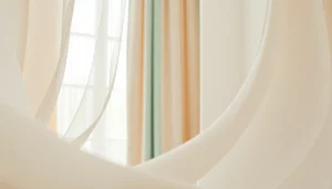 Verken de schoonheid van voile stof met delicate patronen in een luchtige interieursetting.