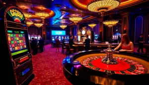 Players engaging at the gg88 slot machine in a vibrant casino atmosphere.