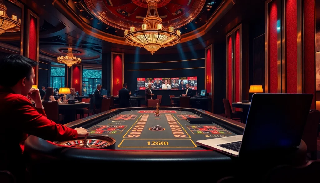 Engage with i9bet2h.club's vibrant casino scene featuring a luxurious gaming table and roulette wheel.
