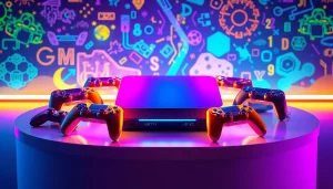 Showcasing the best upcoming games 2026 with a vibrant futuristic game console.