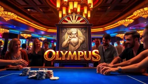 Engage players at the Olympus slot machine in a vibrant casino setting, showcasing thrilling gameplay.