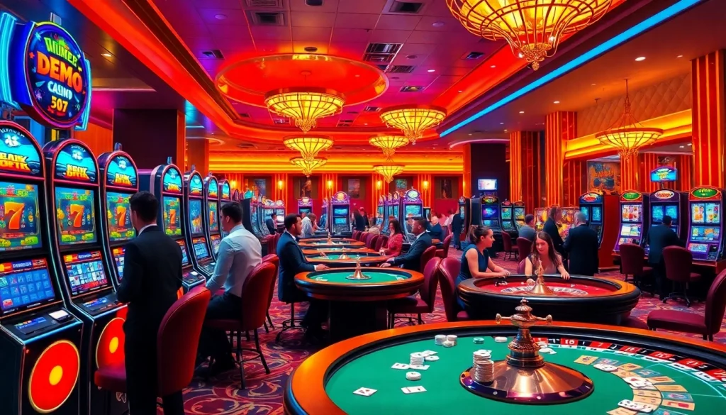 Para pemain yang terlibat menikmati permainan slot dengan deposit minimal Depo 5k di lantai kasino yang semarak.