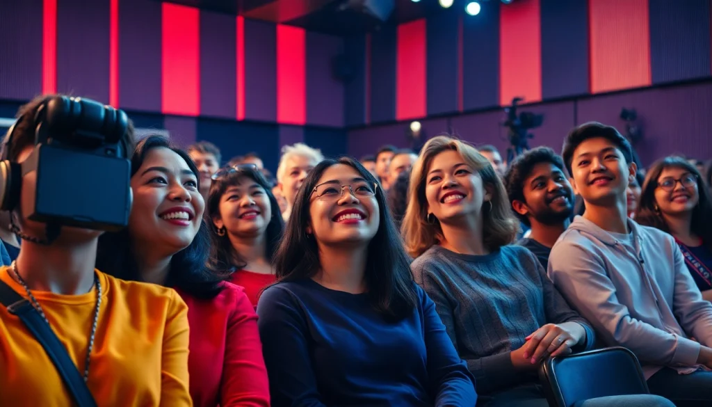 ดูหนัง กับผู้ชมที่เต็มไปด้วยความตื่นเต้นในโรงภาพยนตร์ทันสมัย