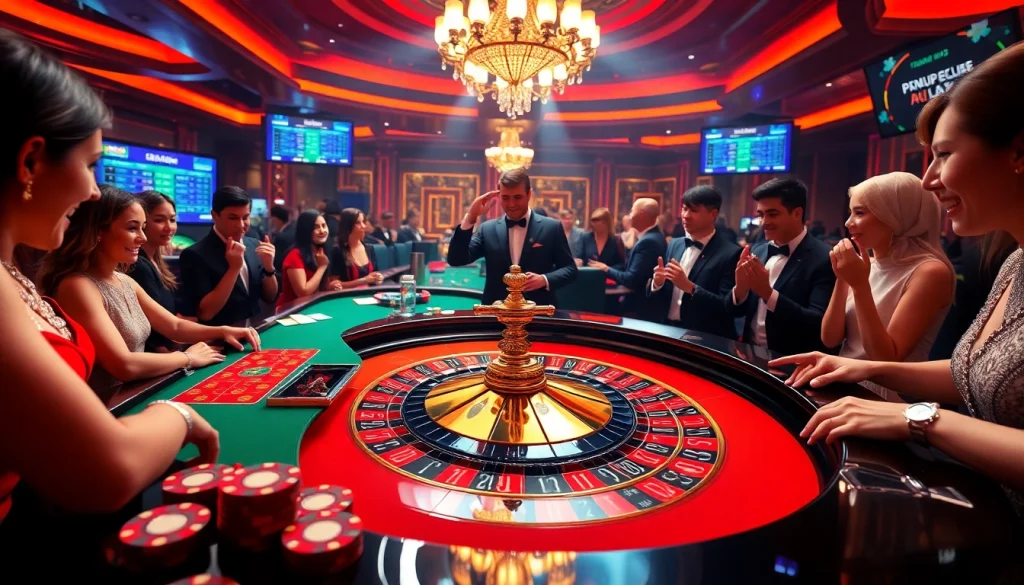 Découvrez l'excitation du casino en ligne argent réel avec des joueurs profitant d'une passionnante partie de roulette.