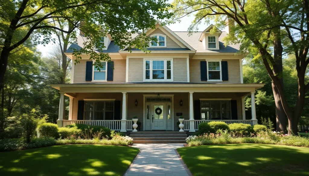 Capture of the Winchester Foursquare Revival showcasing elegant architecture and inviting landscape.