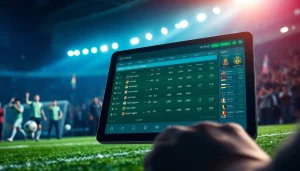 Tỷ lệ kèo display on a dynamic online sports betting interface capturing the excitement of soccer.