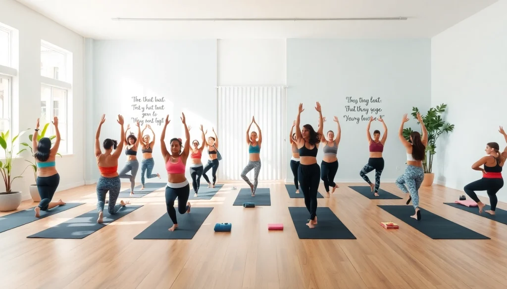 多様な参加者が効果的にヨガポーズを練習している静かなスタジオ環境のホットヨガクラス