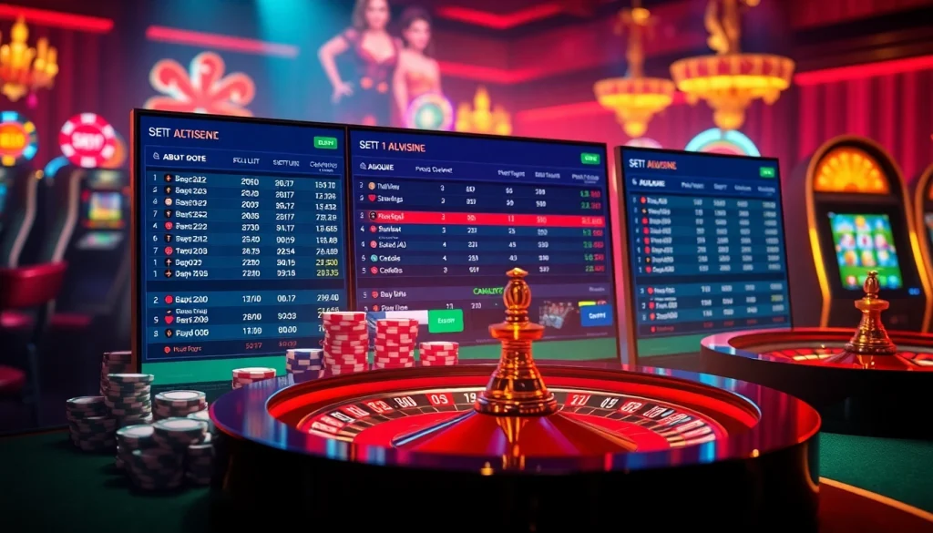 Exciting situs bola online betting scene with dynamic odds and vibrant gambling elements.