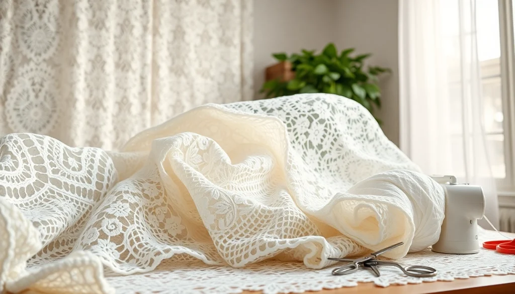 Kant stof kopen: Bewonder verschillende kanten stoffen in een mooie studio setting.