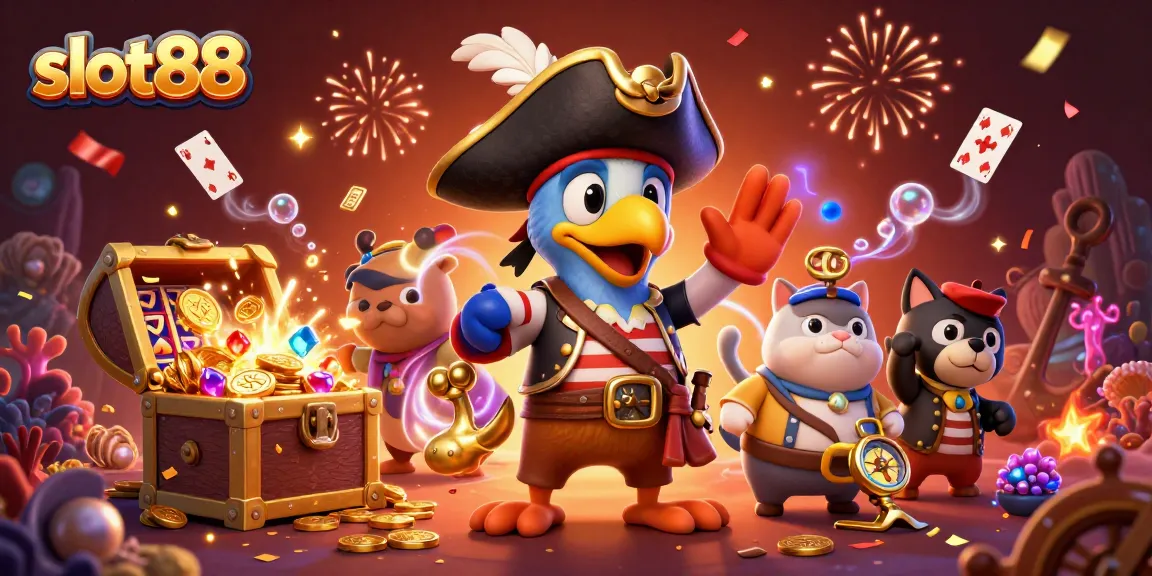 Engage with slot88 adventure as the vibrant characters play amid golden treasures and colorful gems.