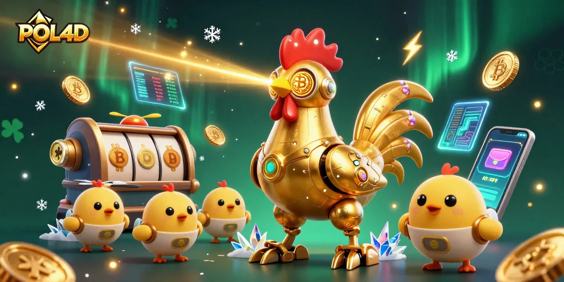 Menangkan hadiah besar di POL4D dengan robot ayam emas futuristik dan elemen slot yang menarik.