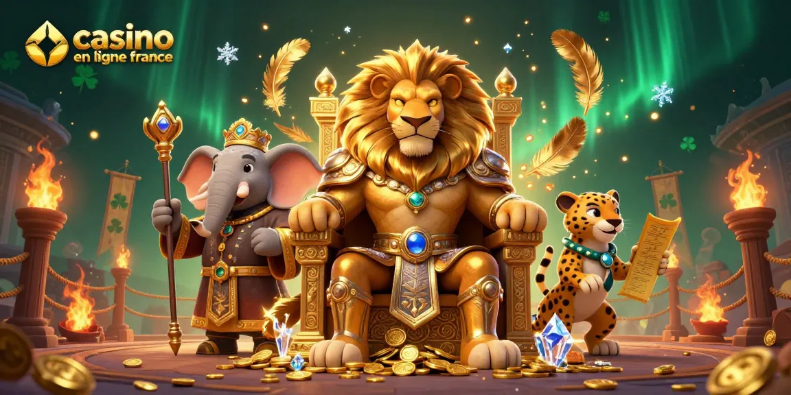 Jouez à des jeux captivants sur le casino en ligne France avec des rois et des aventuriers entourés de trésors.