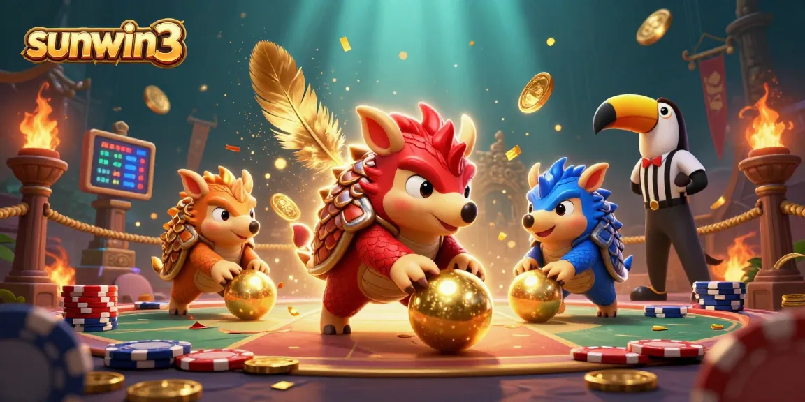 Engage in thrilling gameplay at sunwin3 with rival pangolins bowling through poker chips in a vibrant casino