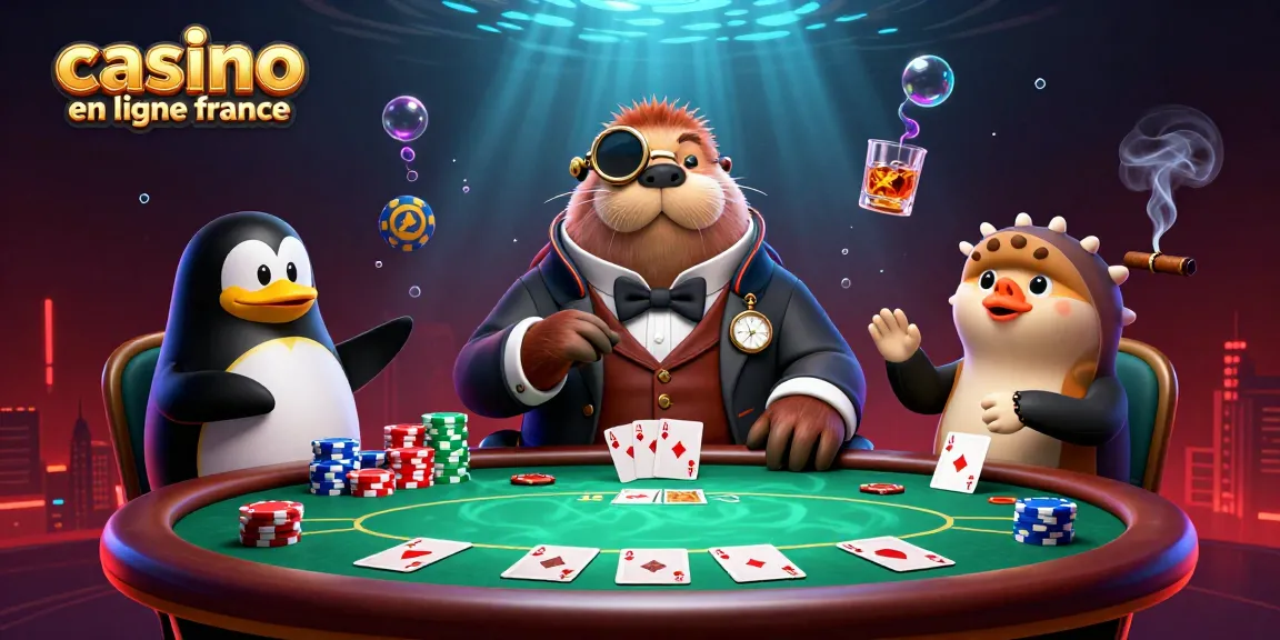 Jouez au casino en ligne en France grâce au walrus joueur de poker et son dealer pingouin animés sous l'eau.