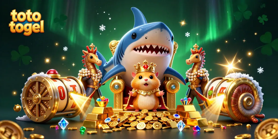 Engage in toto togel action with vibrant characters amidst extravagant treasure and slot game elements.