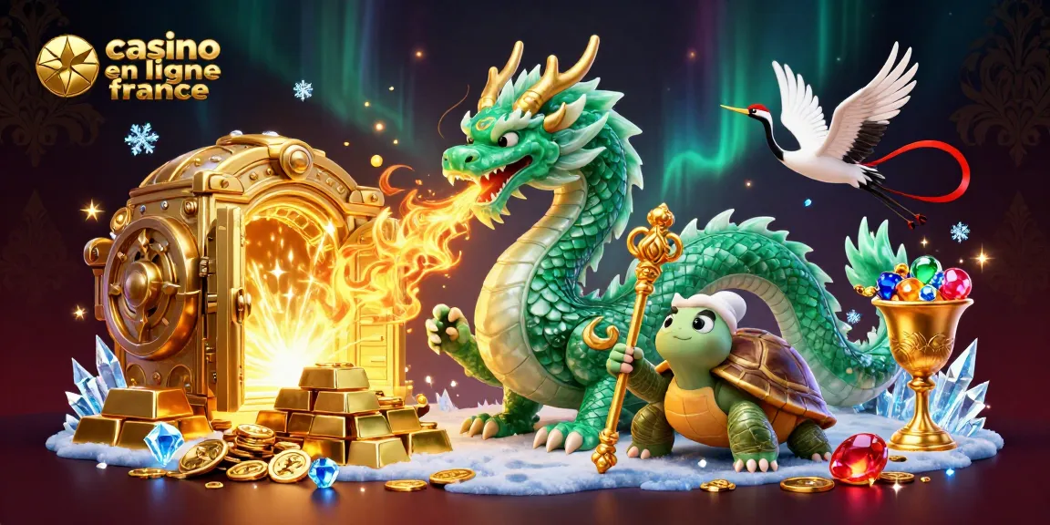 Gagnez avec le dragon émeraude au casino en ligne France, entouré de trésors et de magie