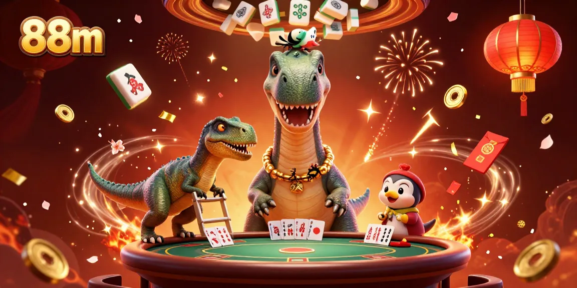 Engage in exciting games at 88m with vibrant casino characters and festive elements.