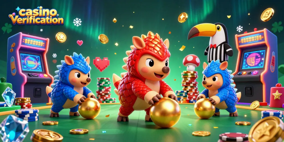 Illustration dynamique avec deux pangolins rivaux jouant au casino sans vérification, entourés de jetons et appareils de jeu.