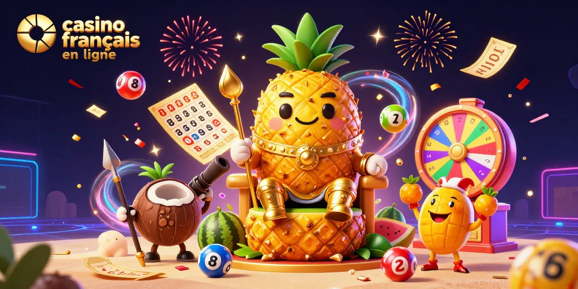 Vibrez avec le casino français en ligne : roi ananas, confettis et jeux dynamiques.