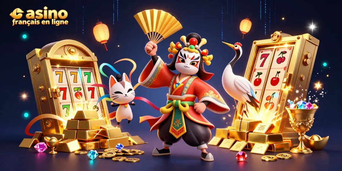 Gagnez avec des jeux dans un casino français en ligne à travers une illustration dynamique et colorée.