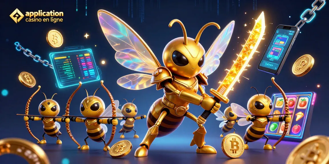 Application casino en ligne : vibrez avec des personnages colorés et des éléments de jeu autour des machines à sous.