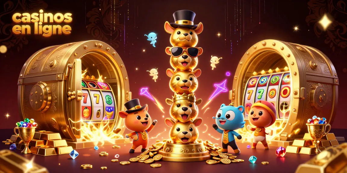 Vivez l'excitation des casinos en ligne avec cette illustration 3D dynamique et colorée.