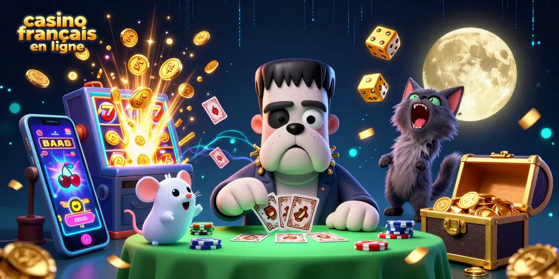 Jouer au casino français en ligne avec un bulldog Frankenstein et des éléments de jeux dynamiques.
