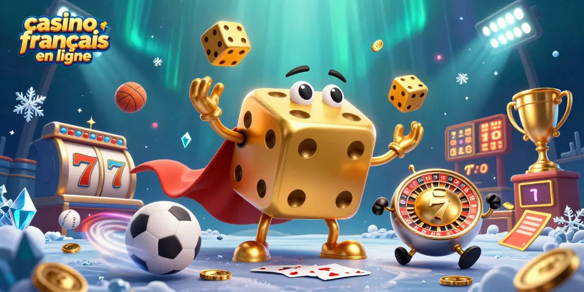 Jouez sur le casino français en ligne avec des dés dorés et des éléments de jeu dynamiques.