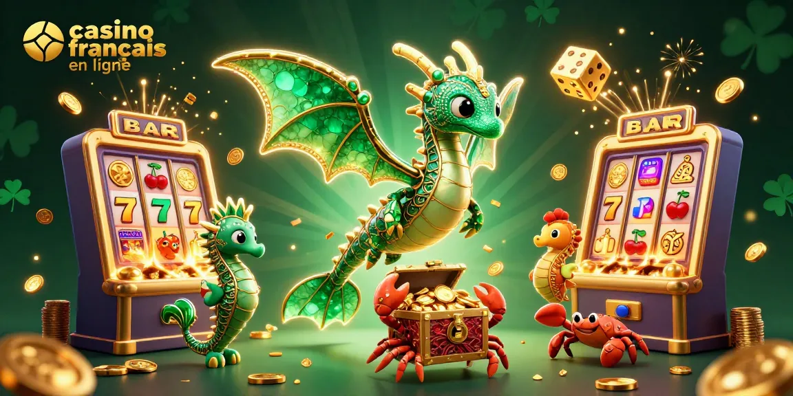 Jouez sur un casino francais en ligne avec un dragon marin et des machines à sous brillantes.