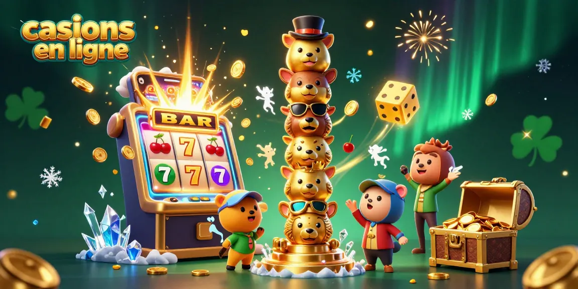 Jouer dans des casinos en ligne avec un totem en or riche en détails et des éléments de machines à sous animés.